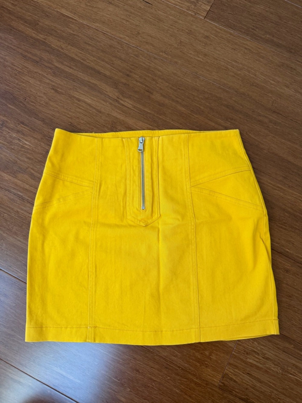 Forever 21 Bright Yellow Zip-Front Mini Skirt